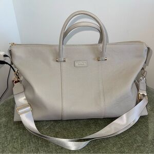 Pom Pom London Leather Weekend Bag Gray Travel Duffel Overnight